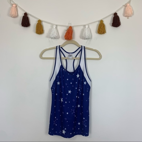 Old Navy Tops - Old Navy Mesh Americana Pattern Royal Blue White Tank Top Size Small